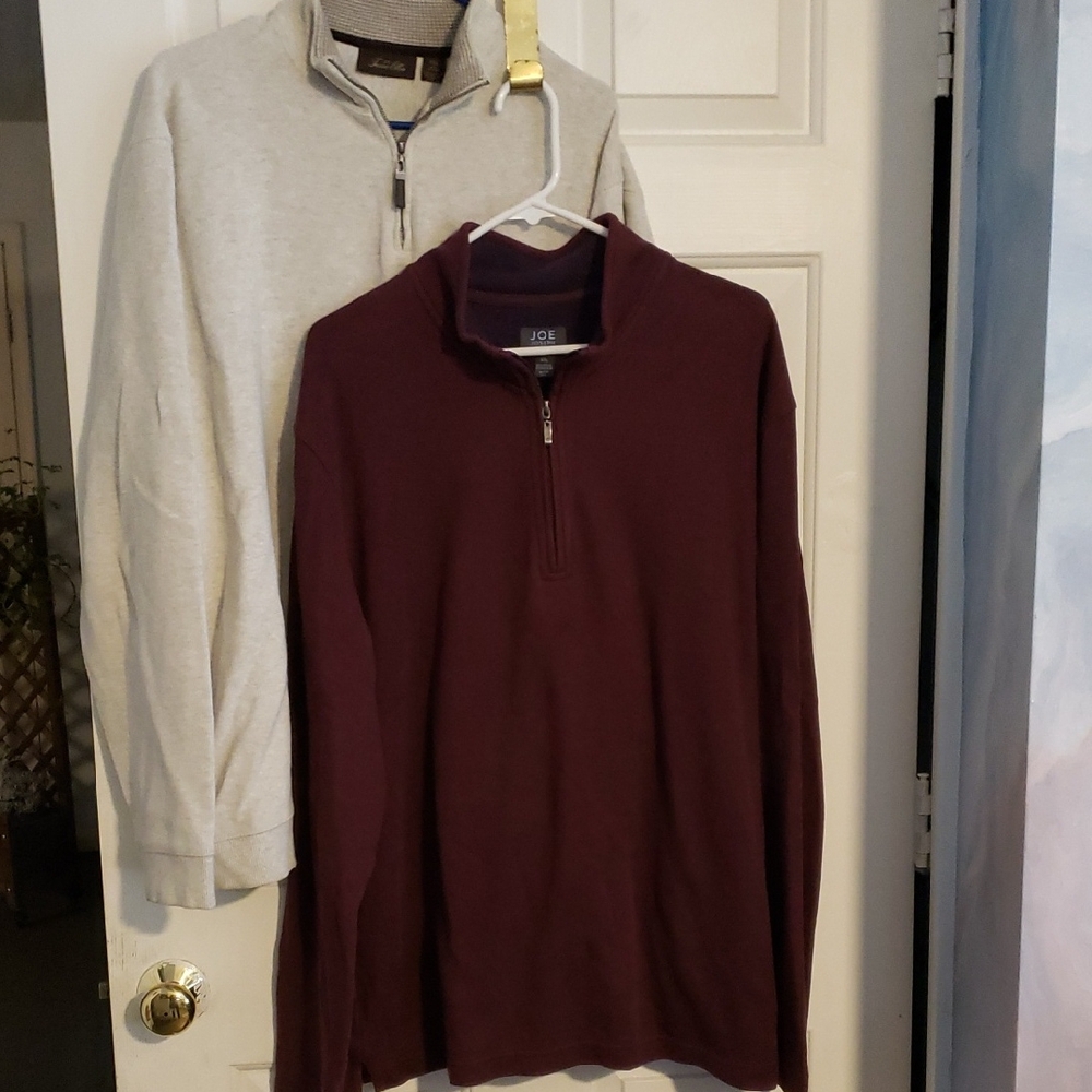Tasso Elba Burgundy and Joseph Abboud Light Gray Zip-Up Sweater Bundle